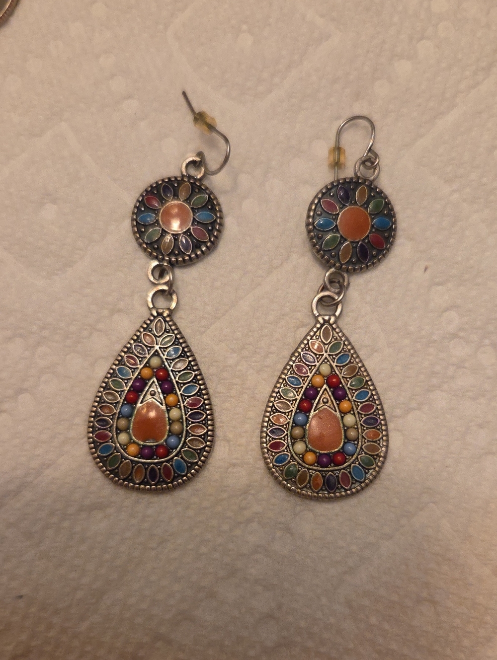 Multicolor Teardrop Dangle Earrings - Vibrant Boho Style